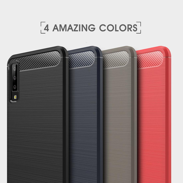 Galaxy A7 (2018) / A750 Brushed Carbon Fiber Texture TPU Shockproof Anti-slip Soft Protective Back Cover Case(Black)