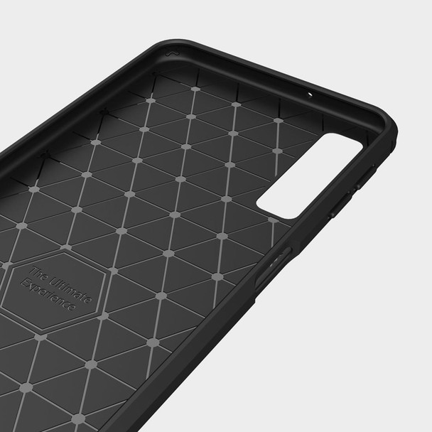 Galaxy A7 (2018) / A750 Brushed Carbon Fiber Texture TPU Shockproof Anti-slip Soft Protective Back Cover Case(Black)