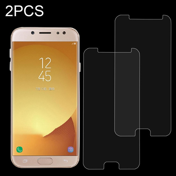 2 PCS - Galaxy J7 (2017) (EU Version) 0.26mm 9H Surface Hardness 2.5D Explosion-proof Non-full Screen Tempered Glass Screen Film