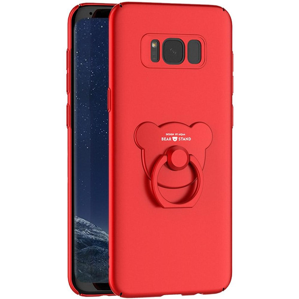 AIQAA - Galaxy S8 + / G955 Solid Color Metal Paint Plastic PC Dropproof Protective case with Bear Ring Holder(Red)