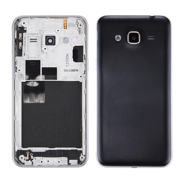 Battery Back Cover + Middle Frame Bezel for Galaxy J3 (2016) / J320 (Double card version)(Black)