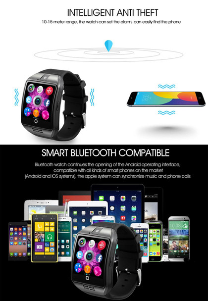 Q18 1.54 inch TFT Screen MTK6260A 360MHz Bluetooth 3.0 Smart Watch Phone, 128M + 64M Memory(White)