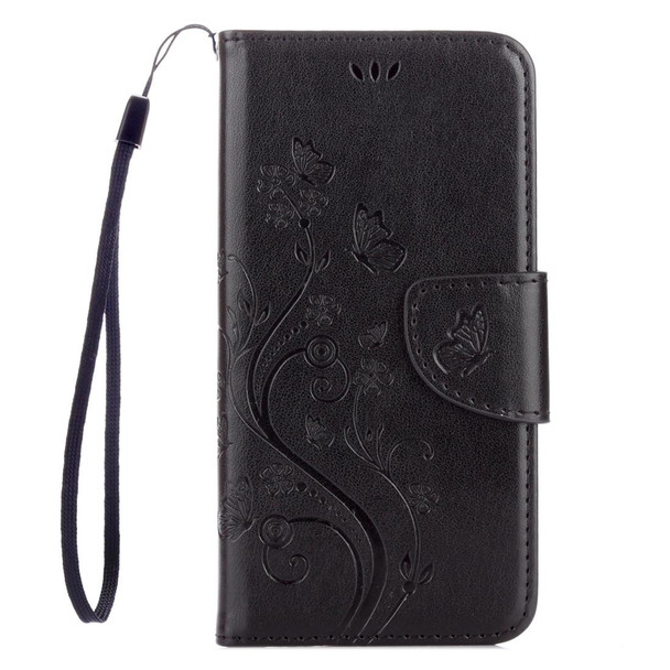 Galaxy A5 (2017) / A520 Butterflies Love Flowers Embossing Horizontal Flip Leather Case with Holder & Card Slots & Wallet & Lanyard(Black)
