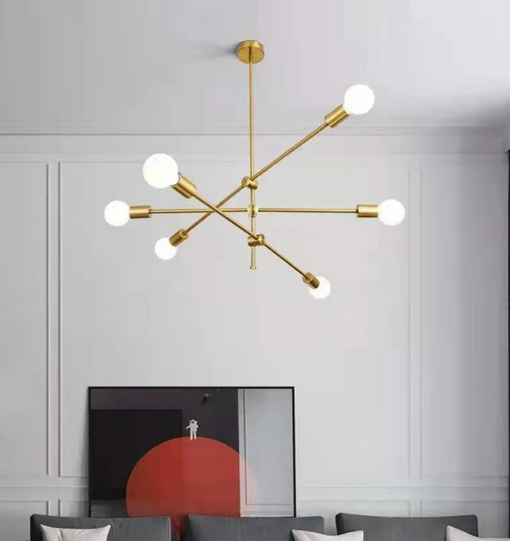 Nu Home - Minimalist Golden Wrought Iron Tree Branch Molecule Chandelier