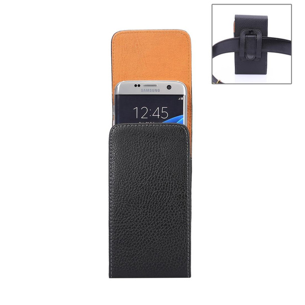 Galaxy S7 Edge / G935 Litchi Texture Vertical Flip Leather Case Waist Bag with Back Clip(Black)