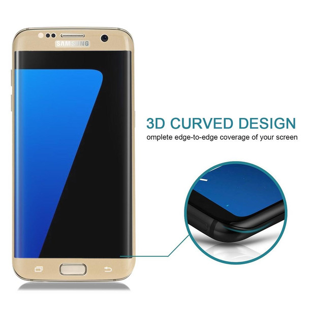 Galaxy S7 Edge / G935 0.26mm 9H Surface Hardness 3D Explosion-proof Colorized Silk-screen Tempered Glass Full Screen Film(Gold)