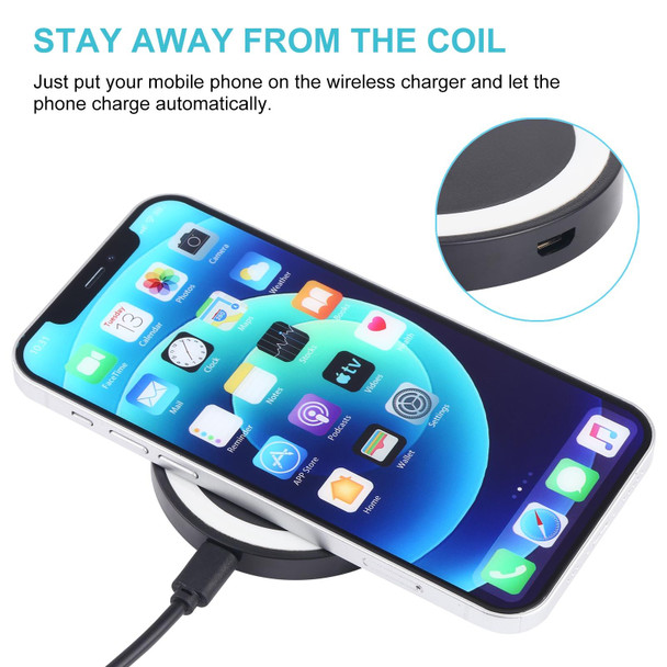 5W Universal QI Standard Round Wireless Charging Pad (Black + White)