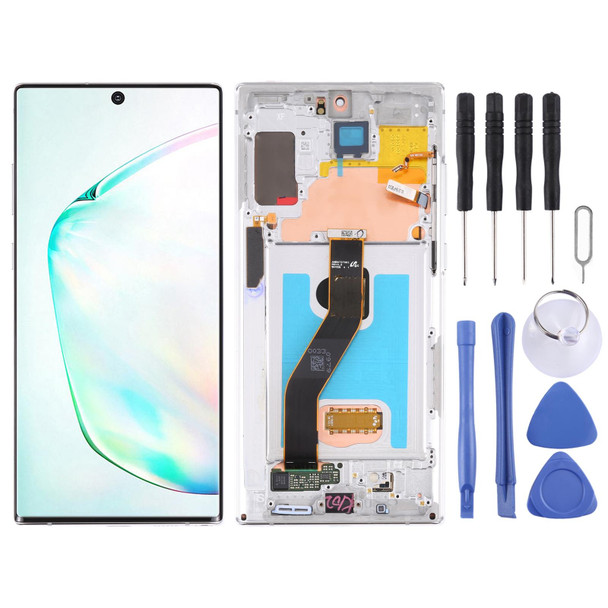 Original LCD Screen and Digitizer Full Assembly With Frame for Samsung Galaxy Note10+/Note10+ 5G SM-N976/N975(Silver)