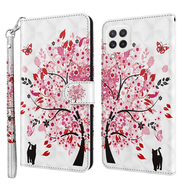 Samsung Galaxy A22 4G / M32 4G India & Global 3D Painting Pattern Flip Leather Phone Case(Cat and Tree)