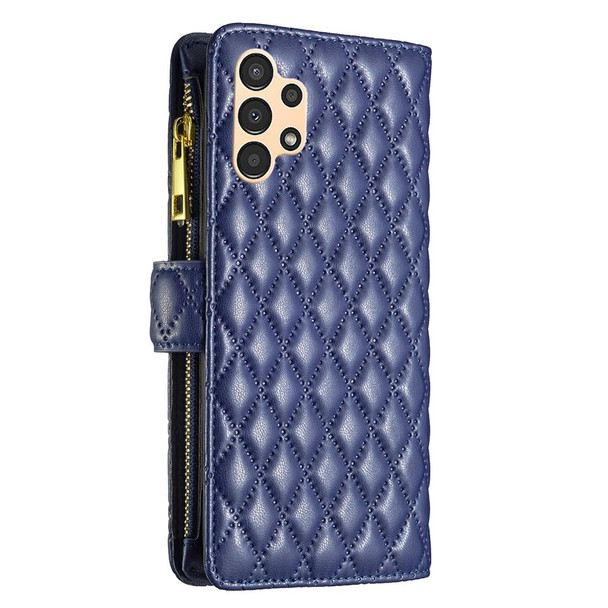 Samsung Galaxy A13 4G / 5G Diamond Lattice Zipper Wallet Leather Flip Phone Case(Blue)