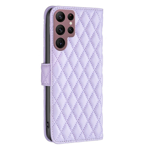 Samsung Galaxy S22 Ultra 5G Diamond Lattice Wallet Leather Flip Phone Case(Purple)