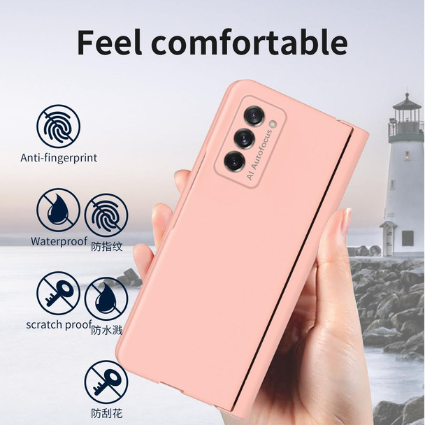 Samsung Galaxy Z Fold2 5G Macaron Hinge Phone Case with Stylus Pen Fold Edition & Protective Film(Pink)