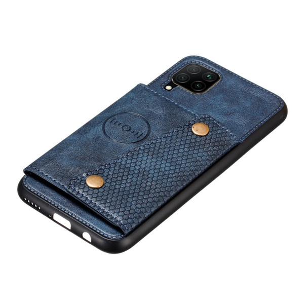 Samsung Galaxy M32 4G Double Buckle PU + TPU Shockproof Magnetic Phone Case(Blue)