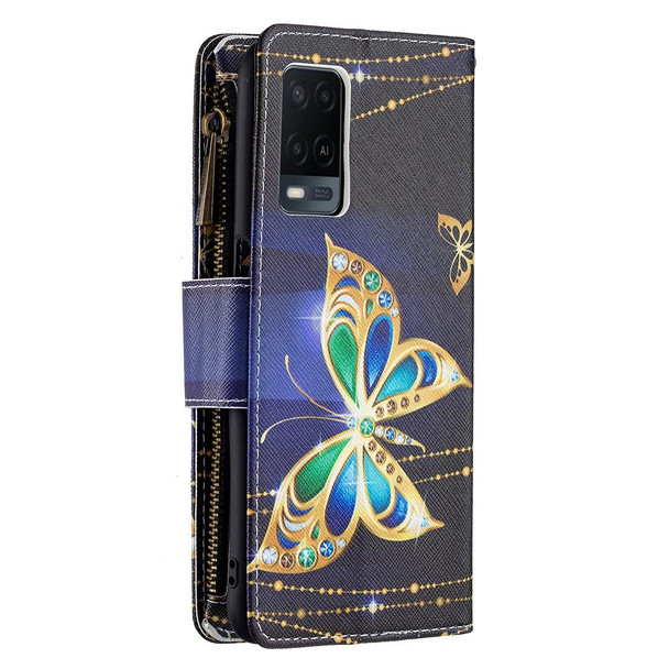 OPPO A54 4G/A55 5G Colored Drawing Pattern Zipper Horizontal Flip Leather Case with Holder & Card Slots & Wallet(Big Butterfly)