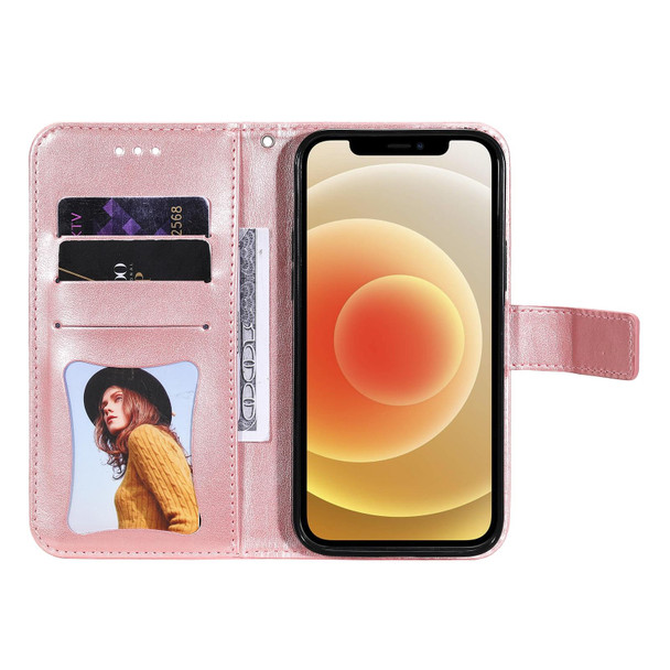 OPPO Reno3 5G / Find X2 Lite / K7 7-petal Flowers Embossing Pattern Horizontal Flip PU Leather Case with Holder & Card Slots & Wallet & Photo Frame(Rose Gold)