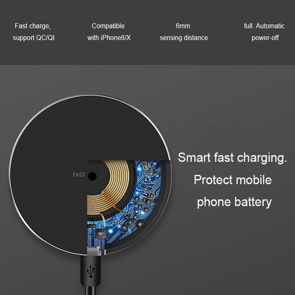 GY-68 Ultra-Thin Aluminum Alloy Wireless Fast Charging Qi Charger Pad(Black)