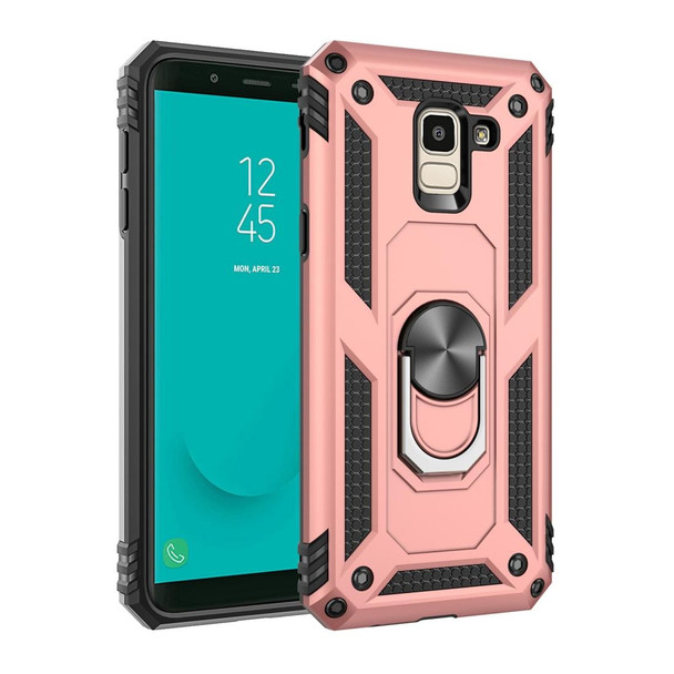 Armor Shockproof TPU + PC Protective Case for Galaxy J6 (2018), with 360 Degree Rotation Holder(Rose Gold)