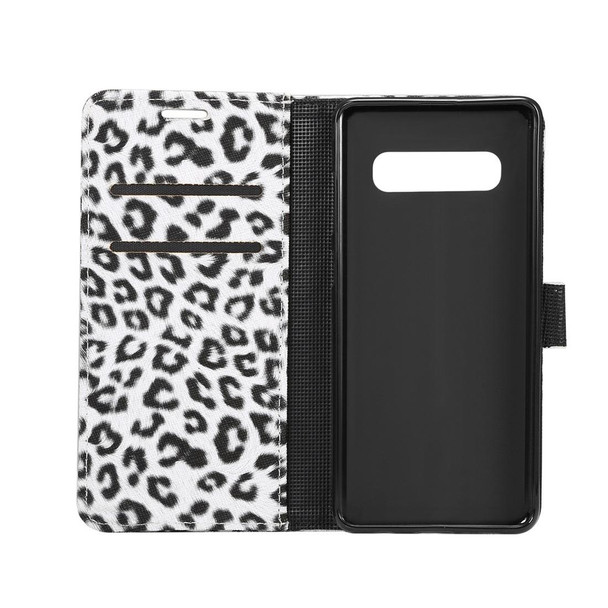Leopard Texture PU + TPU Horizontal Flip Leather Case for Galaxy S10 Plus, with Holder & Card Slots & Wallet (White)