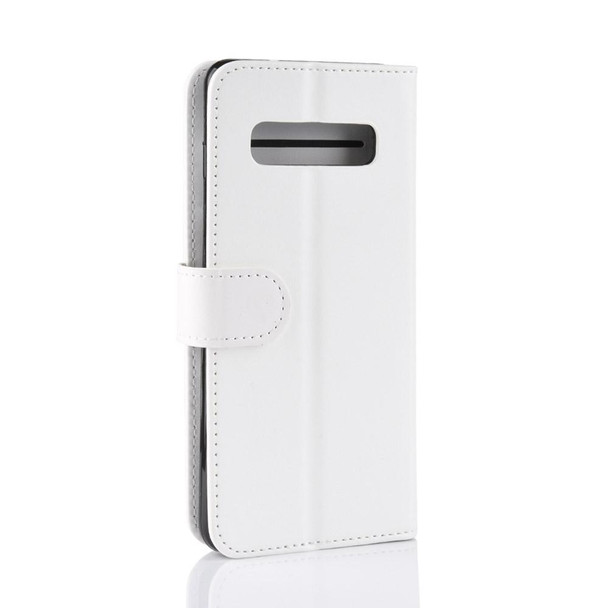 R64 Texture Single Fold Horizontal Flip Leather Case for Galaxy S10, with Holder & Card Slots & Wallet (White)