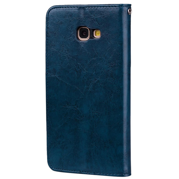 Sumsung Galaxy A5 (2017) Business Style Oil Wax Texture Horizontal Flip Leather Case with Holder & Card Slots & Wallet(Blue)