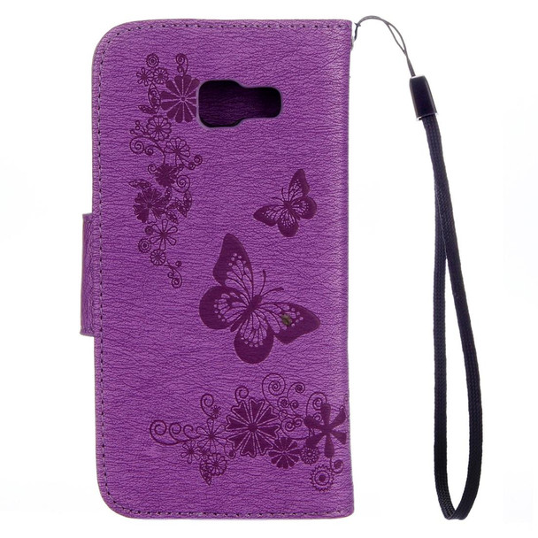 Galaxy A5 (2017) / A520 Butterflies Embossing Horizontal Flip Leather Case with Holder & Card Slots & Wallet & Lanyard (Purple)