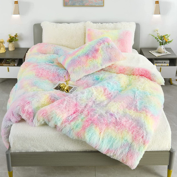 5 Piece Fluffy Tie Dye Comforter Sets