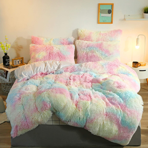 5 Piece Fluffy Tie Dye Comforter Sets