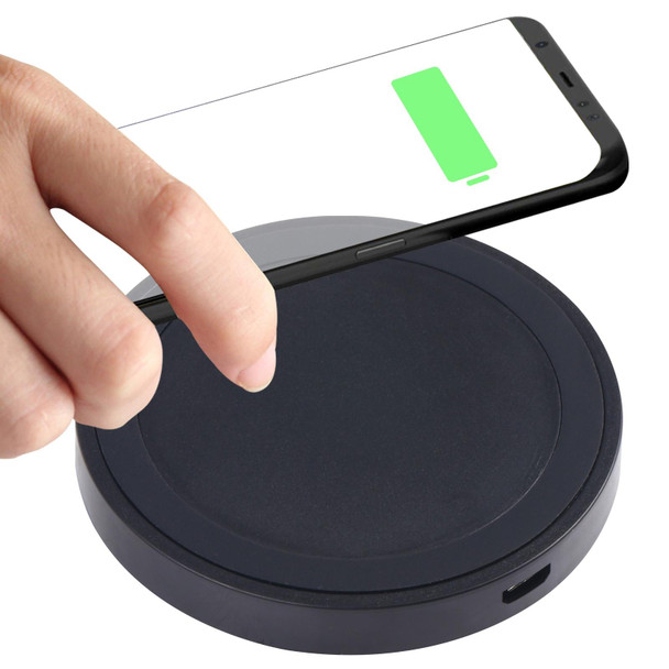 Universal QI Standard Round Wireless Charging Pad(Black)