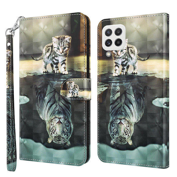 Samsung Galaxy A22 4G / M32 4G India & Global 3D Painting Pattern Flip Leather Phone Case(Cat Tiger)