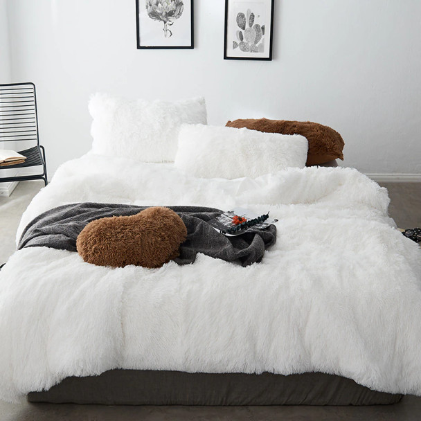 5 Piece Faux Fur Comforter Sets - Solid Colors