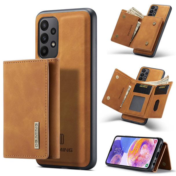 Samsung Galaxy A23 5G DG.MING M1 Series 3-Fold Multi Card Wallet + Magnetic Phone Case(Brown)