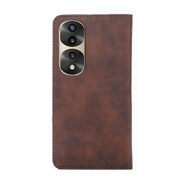 Honor 70 Pro/70 Pro+ Skin Feel Magnetic Horizontal Flip Leather Phone Case(Dark Brown)