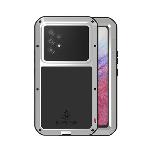 Samsung Galaxy A53 LOVE MEI Metal Shockproof Waterproof Dustproof Protective Phone Case with Glass(Silver)