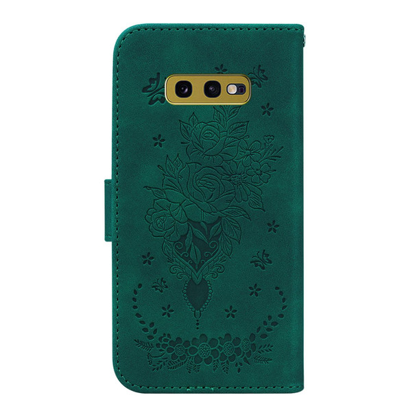 Samsung Galaxy S10e Butterfly Rose Embossed Leather Phone Case(Green)