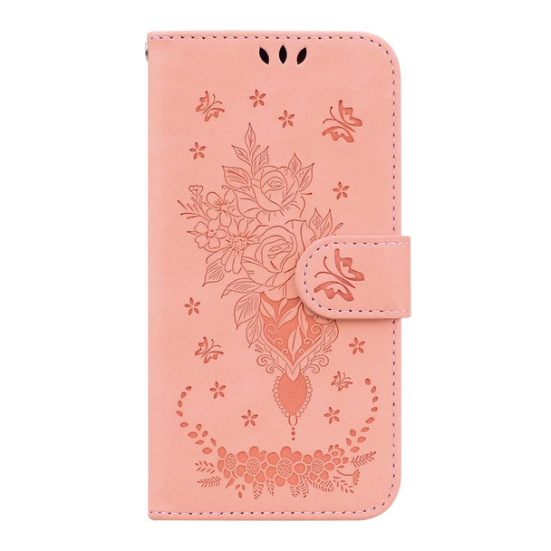 Samsung Galaxy A42 5G Butterfly Rose Embossed Leather Phone Case(Pink)