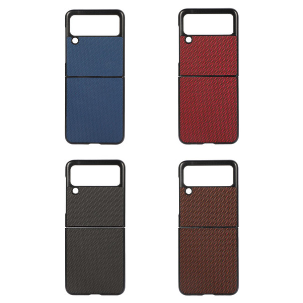 Samsung Galaxy Z Flip3 5G Carbon Fiber Texture PU Leather Phone Case(Brown)