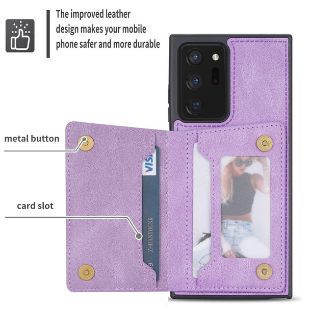 Samsung Galaxy Note20 Ultra Zipper Card Holder Phone Case(Purple)