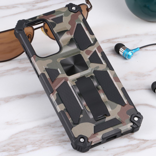 Samsung Galaxy A33 5G Camouflage Armor Shockproof TPU + PC Magnetic Protective Phone Case with Holder(Army Green)