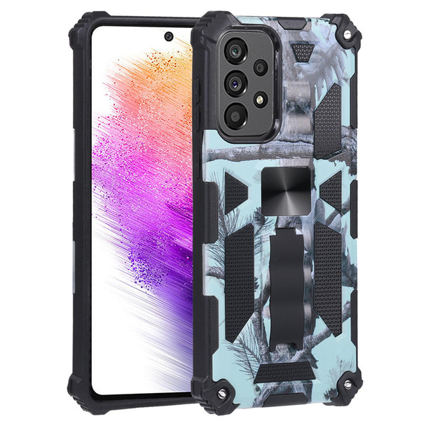Samsung Galaxy A73 5G Camouflage Armor Shockproof TPU + PC Magnetic Protective Phone Case with Holder(Mint Green)