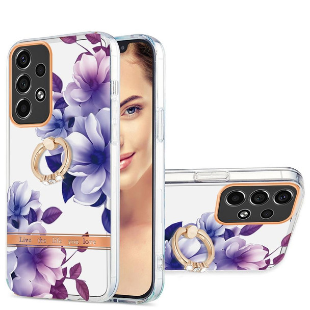 Samsung Galaxy A33 5G Ring IMD Flowers TPU Phone Case(Purple Begonia)