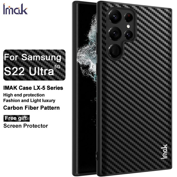 Samsung Galaxy S22 Ultra 5G imak LX-5 Series PC + TPU Phone Case with Screen Protector(Carbon Fiber Texture)