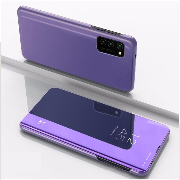 Samsung Galaxy A13 4G Plated Mirror Horizontal Flip Leather Case with Holder(Purple Blue)