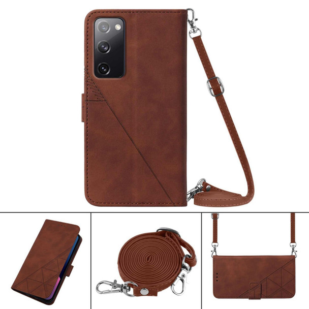 Samsung Galaxy S20 Lite/S20 FE 4G & 5G Crossbody 3D Embossed Flip Leather Phone Case(Brown)