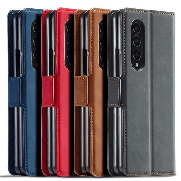 Samsung Galaxy Z Fold3 5G Forwenw Dream Series Oil Edge Strong Magnetism Leather Phone Case(Brown)