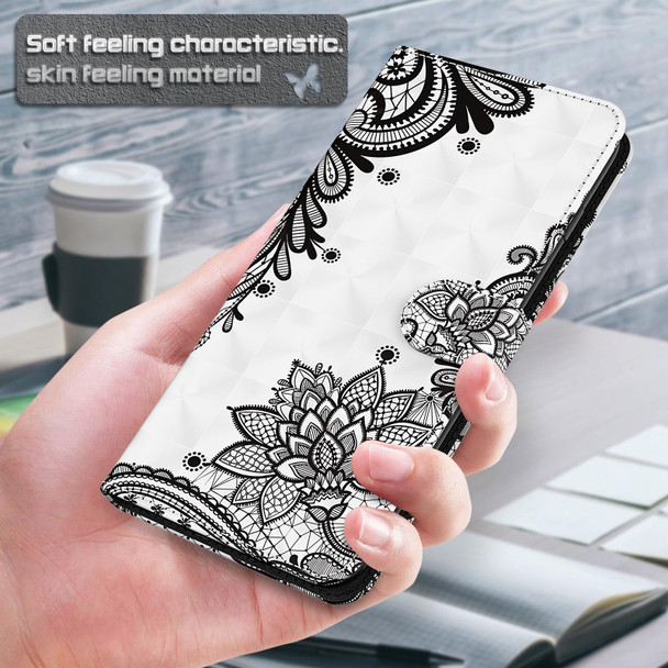 Samsung Galaxy A13 5G 3D Painting Pattern TPU + PU Leather Phone Case(Diagonal Black Flower)