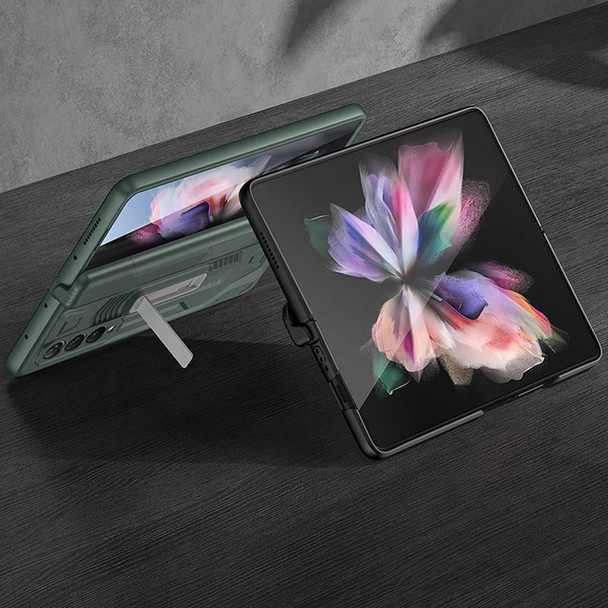 Samsung Galaxy Z Fold3 5G GKK Integrated Magnetic Armor Flip Phone Case with Holder(Black)