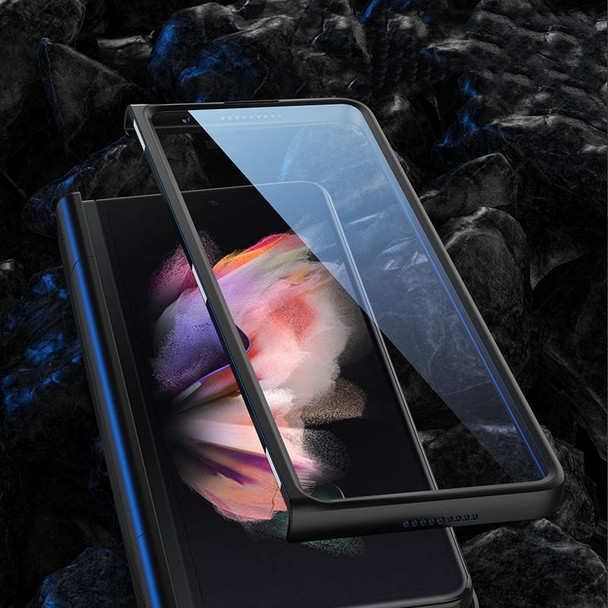 Samsung Galaxy Z Fold3 5G GKK Integrated Magnetic Armor Flip Phone Case with Holder(Black)