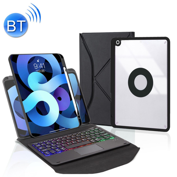 Z102B-AS Pen Slot Touchpad Backlight Bluetooth Keyboard Leather Tablet Case - iPad 10.2 2021/2020/2019(Black)