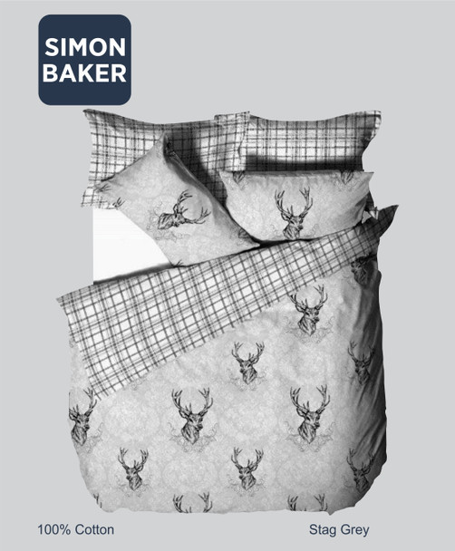 Simon Baker Cotton Printed Duvet Cover Set - Multiple Sizes & Colours