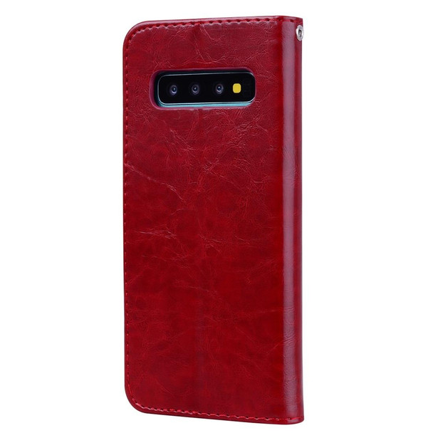 Business Style Oil Wax Texture Horizontal Flip Leatherette Case for Galaxy S10, with Holder & Card Slots & Wallet (Red)